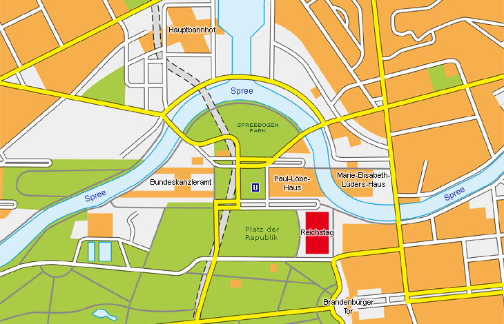 Karte Regierungsviertel mit Reichstag Berlin